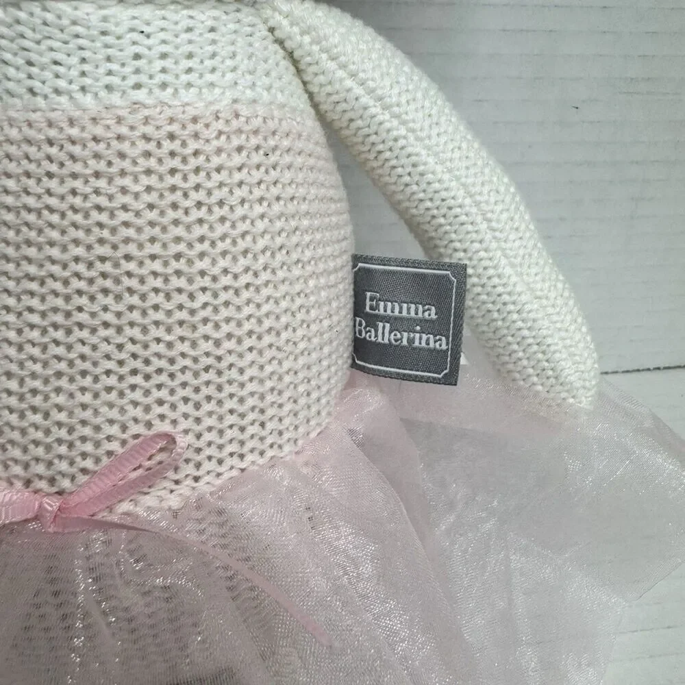 Living Textile 17" Emma Ballerina Knitted Plush Rattle Doll Toy Pink Tutu Skirt - Picture 5 of 6